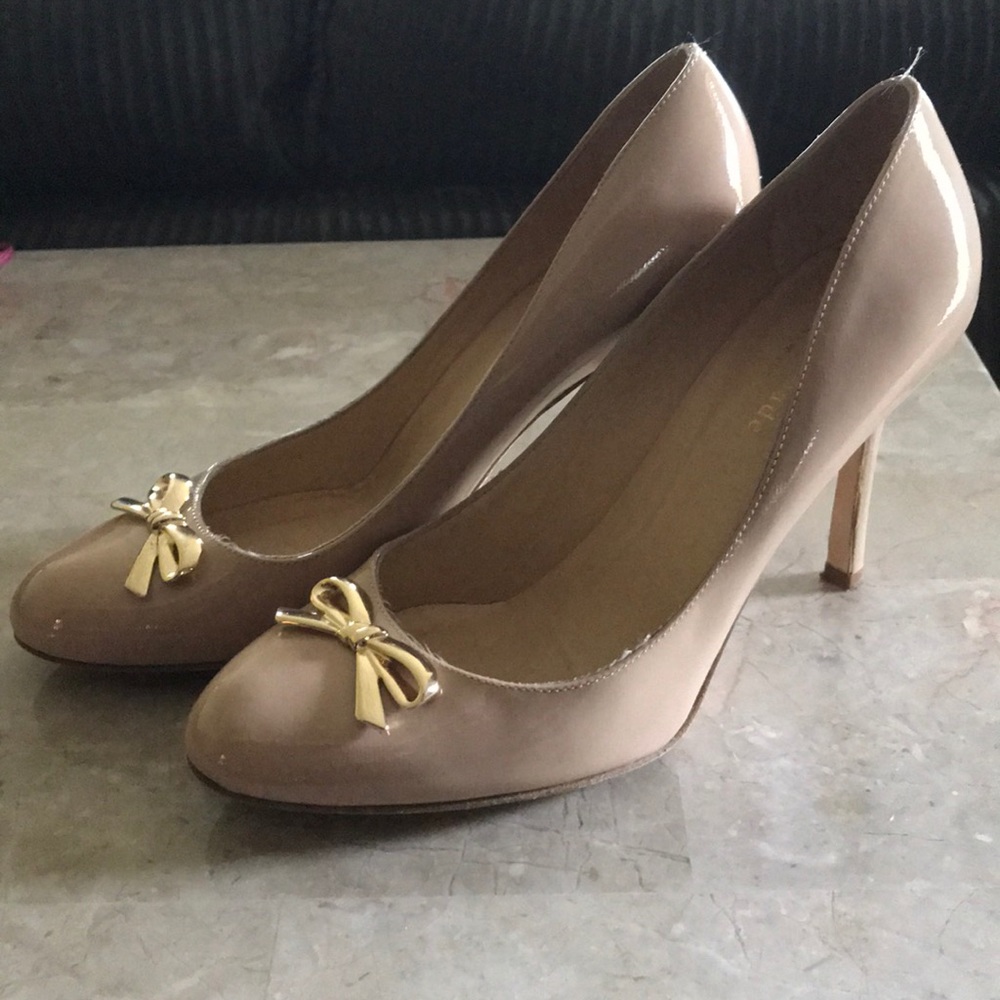 Kate Spade Nude Gold Bow Heels